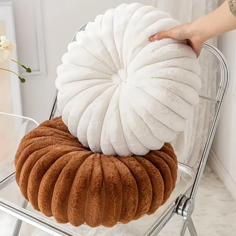 Round Ribbed Plush Pillow