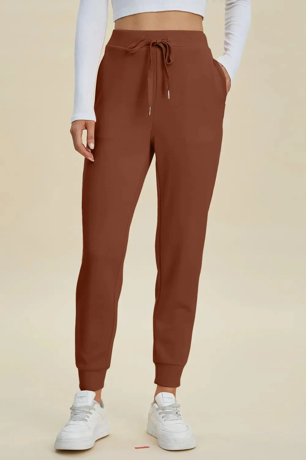 Relaxed High Waist Drawstring Casual Pants