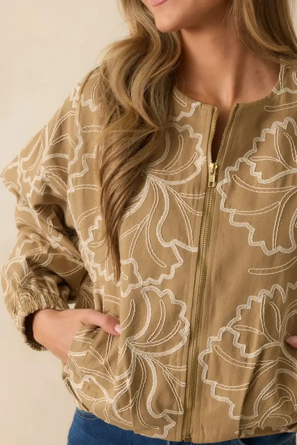 Zip-Up Embroidered Cotton Jacket
