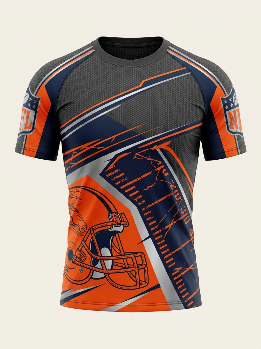 Men's American Football Fan Helmet Graphic Printed T-shirt