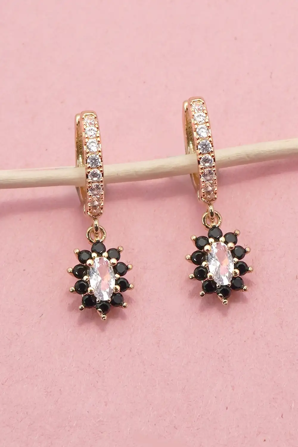 Sparkling Floral Bloom Crystal Huggie
