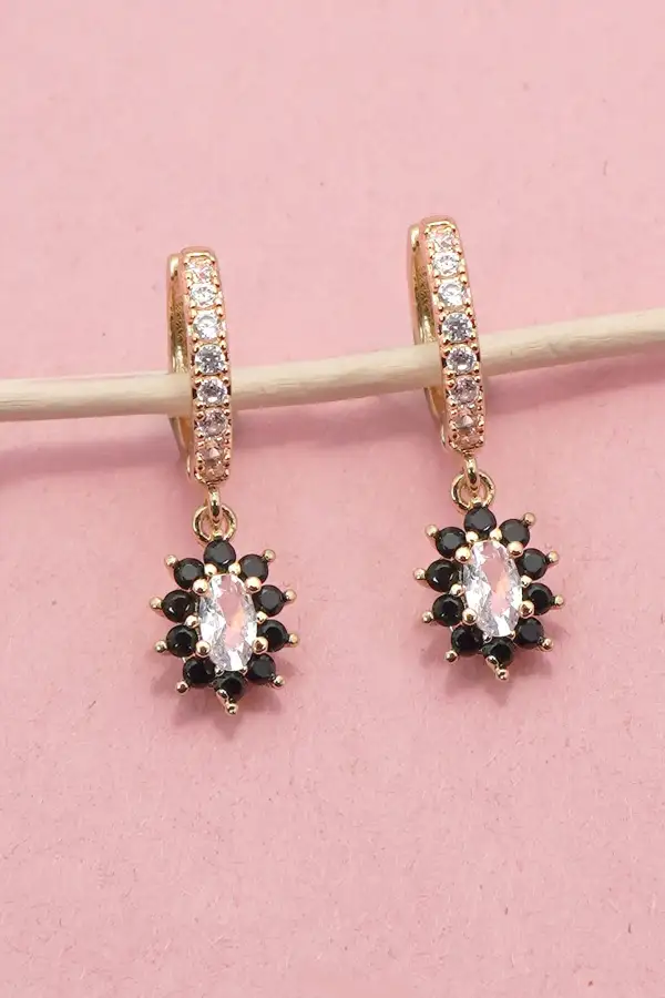 Sparkling Floral Bloom Crystal Huggie