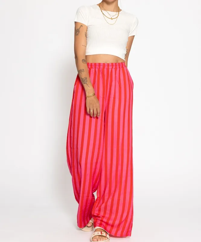 Pink Striped Wide Leg Pants