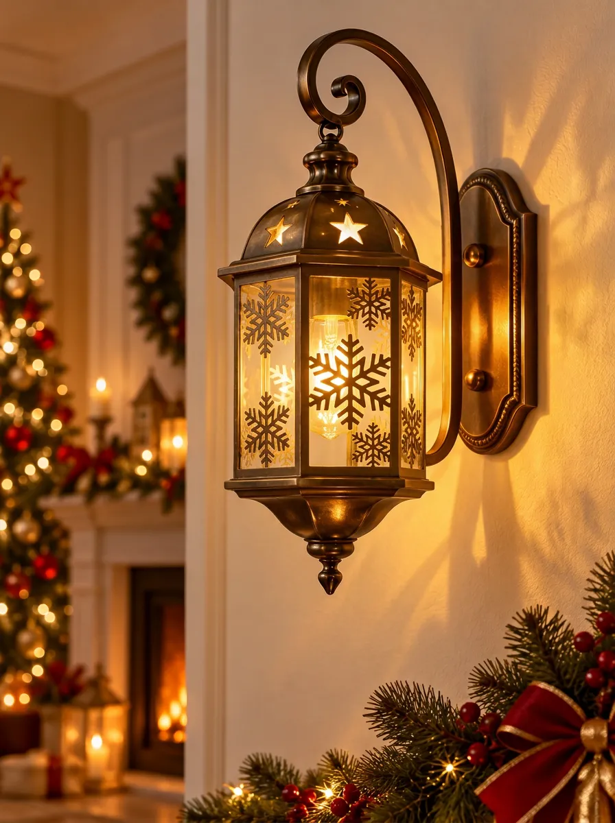 Snowflake & Star Pattern Christmas Wall Light