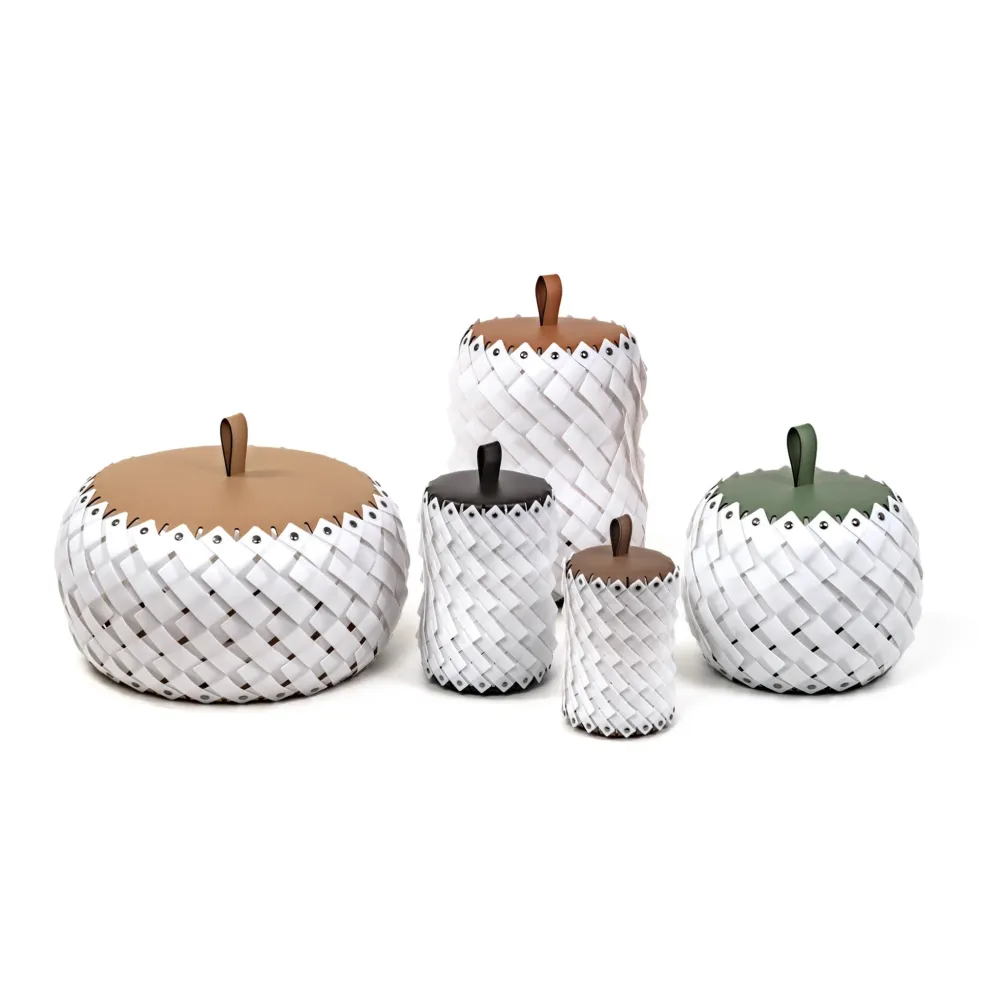 Woven Leather Table Lantern