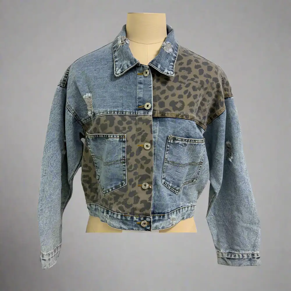 Cropped Distressed Denim Jacket