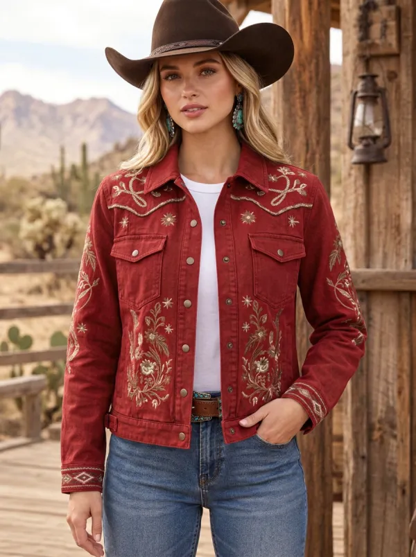 High Plains Floral Embroidered Artwork Women's Western Jacket