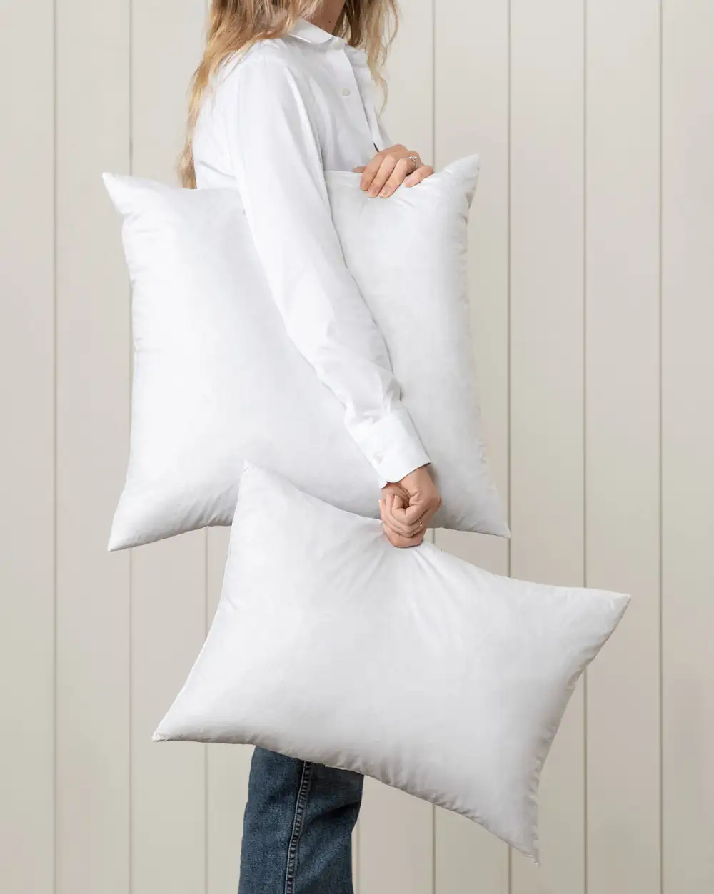 Feather-Filled Cotton-Covered Pillow Insert