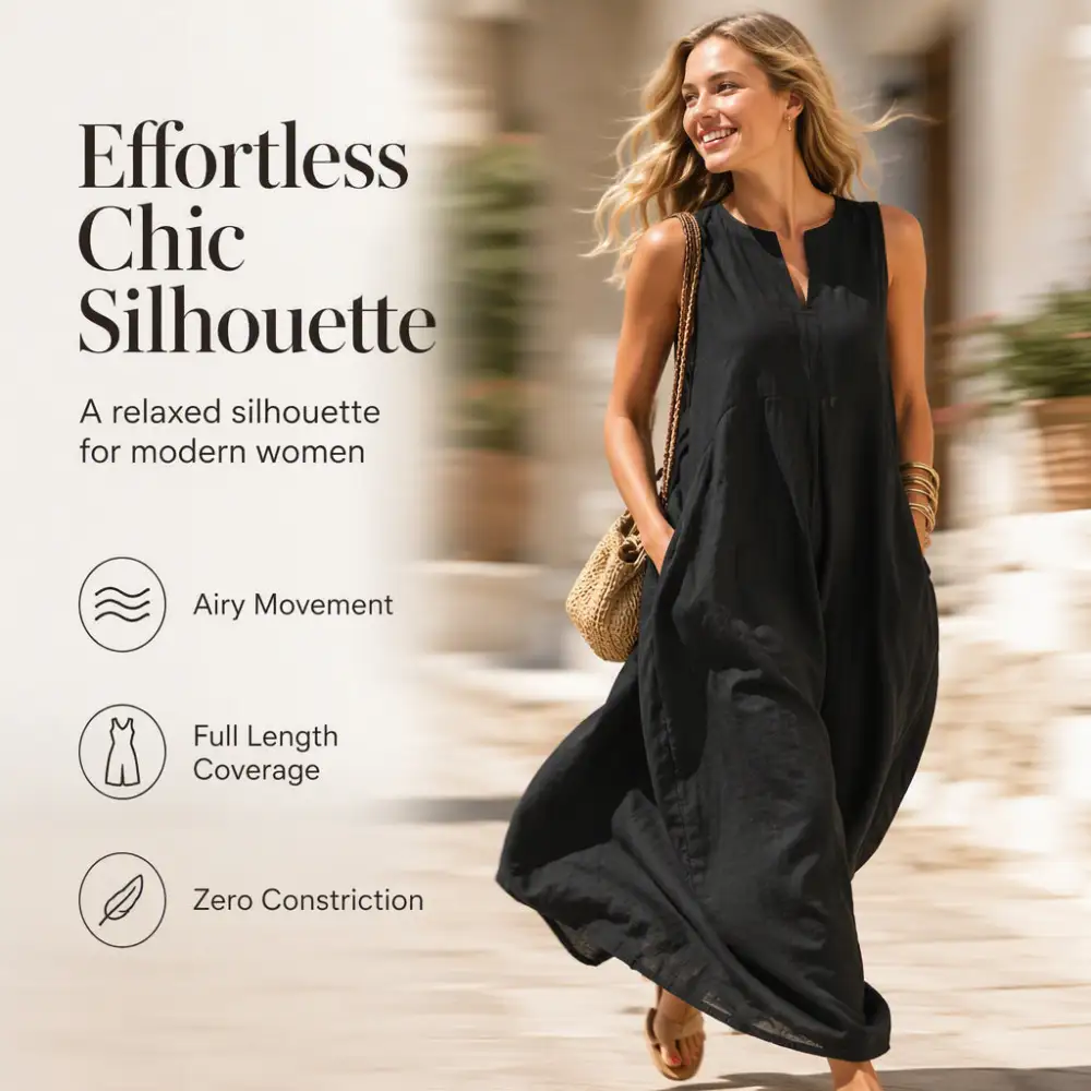 🌸 50% OFF NOW! 🌸Women's Sleeveless V-Neck Wide-Leg Jumpsuit with Pockets