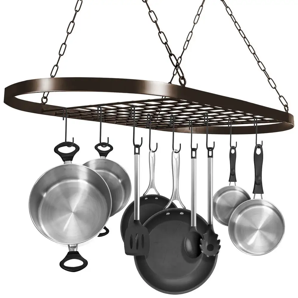 Pot Pan Ceiling Rack With Hooks