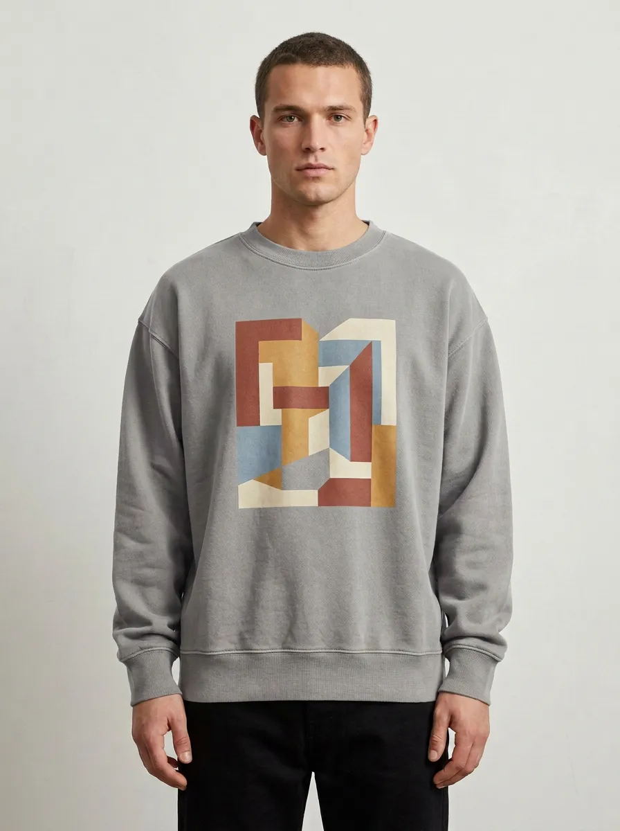 Relaxed Detail Abstract Geometric Art Hoodie