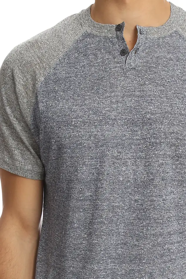 Short Sleeve V-Neck Henley T-Shirt