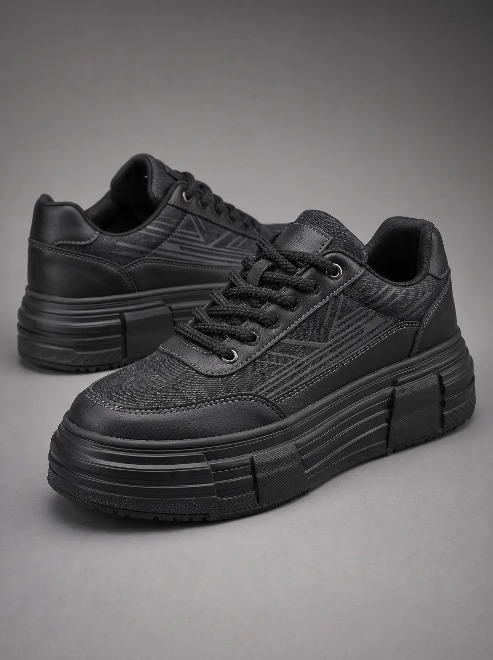 Tonal Paneled Platform Skate Sneakers