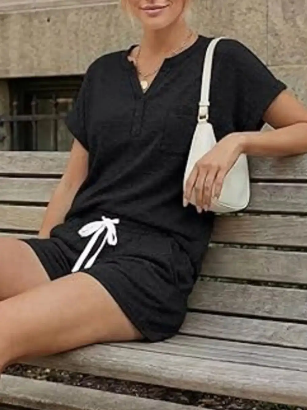 Basic Short Sleeve Top Shorts Set