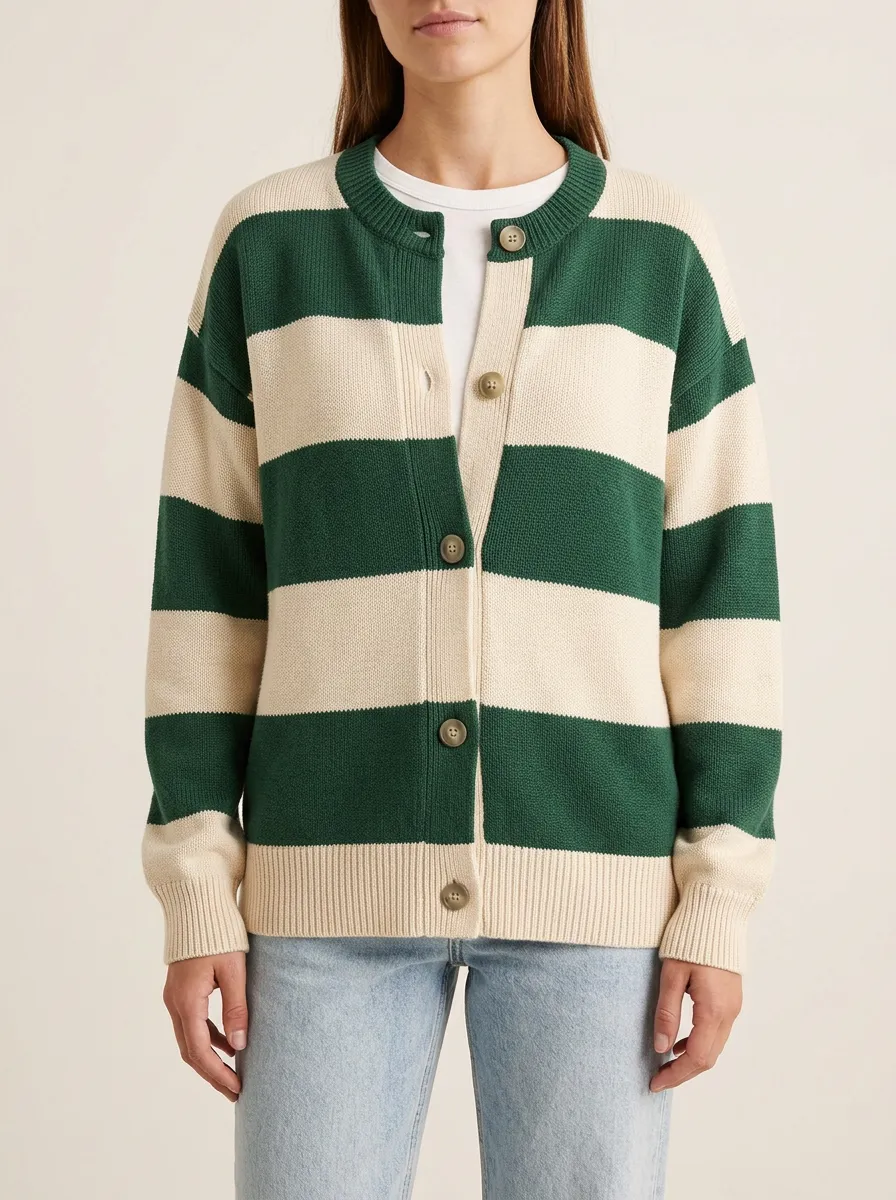 Weekend Distinctive Rugby Striped Knit Cardigan
