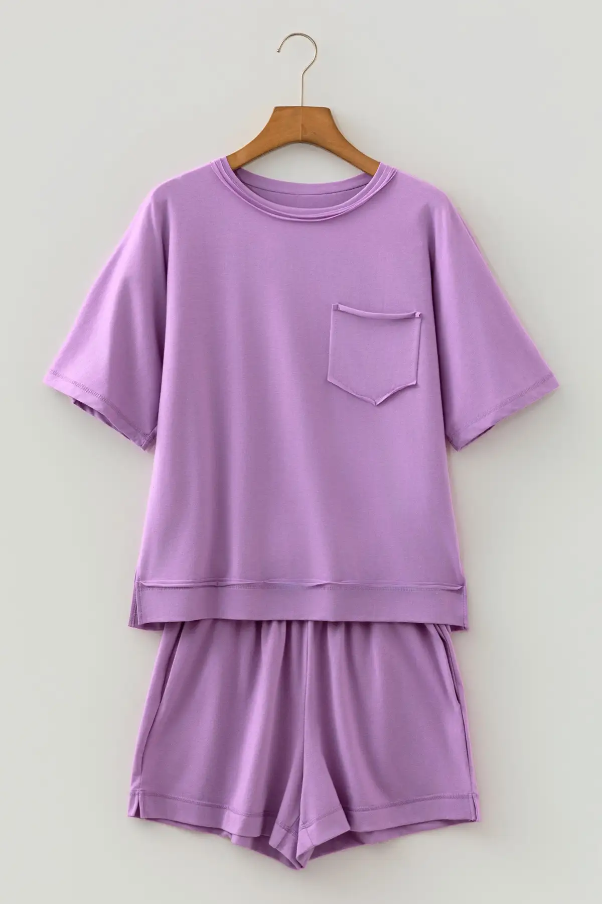 Refined Pocketed Two-Piece Top and Shorts Set