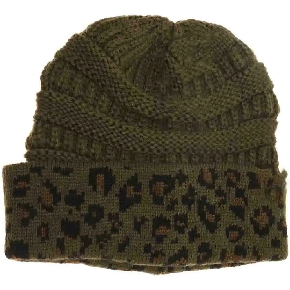 Cuff Leopard Print Beanie