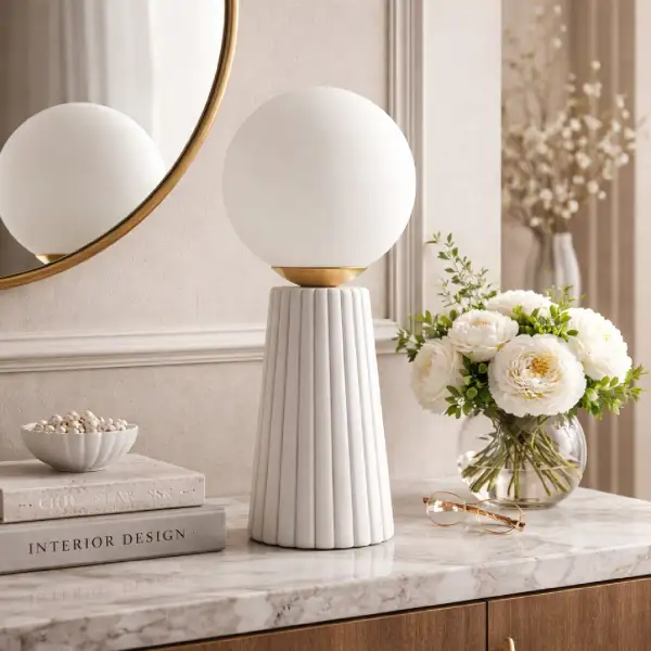 Fluted Ceramic Glass Table Lamp
