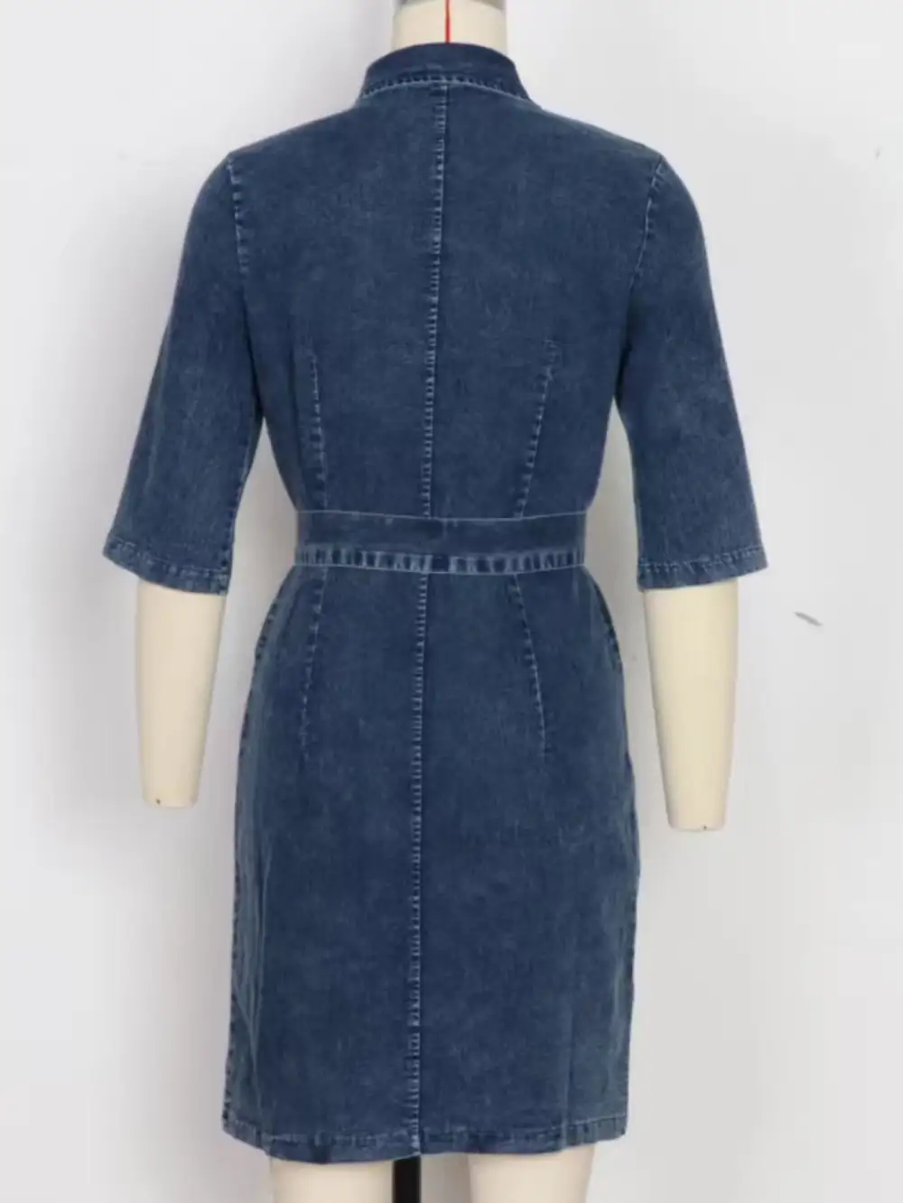 Short-Sleeve Denim Casual Dress