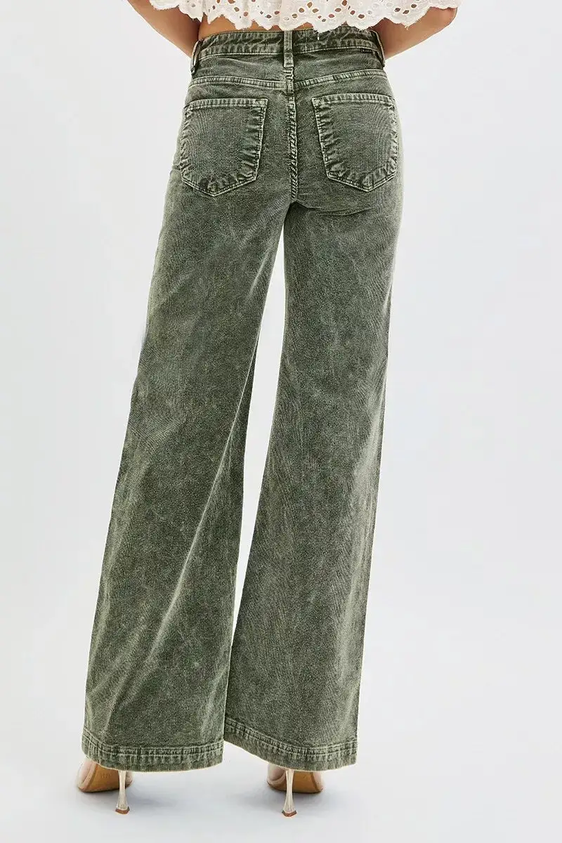 Full Size High Rise Wide Leg Corduroy Jeans Plus Size