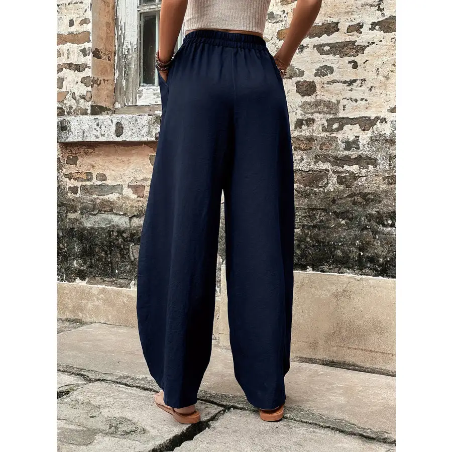 Classic Elastic Waist Pants with Pockets