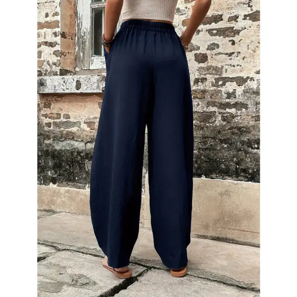 Classic Elastic Waist Pants with Pockets