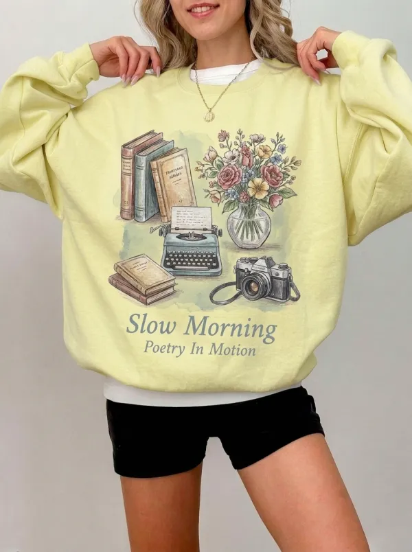 Women's Book Lover Vintage Aesthetic Printed Sweatshirt