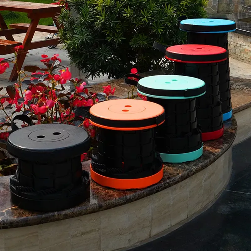 Height-Adjustable Telescopic Outdoor Stool Multi-Purpose Folding Table