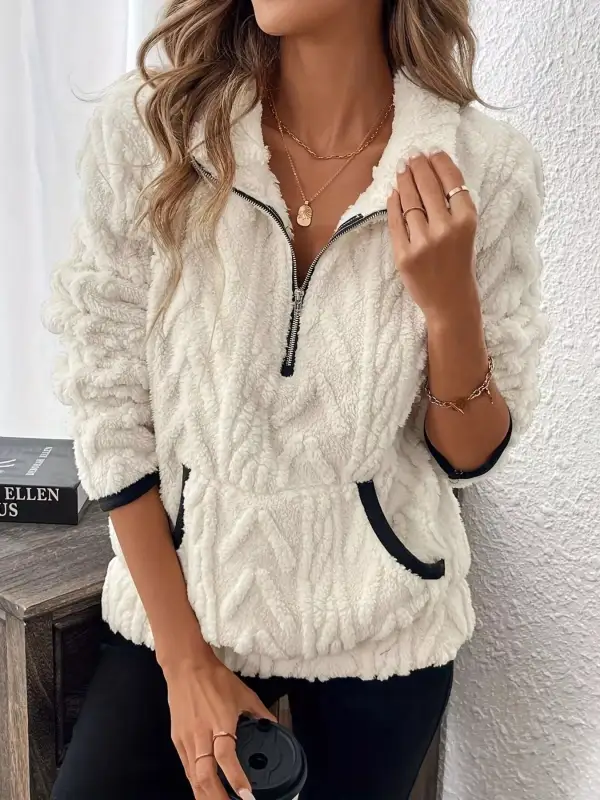 Fleece Half Zip Sweatshirt Plus Size