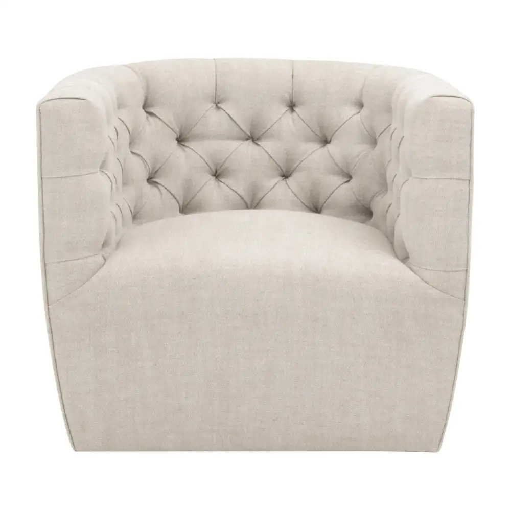 Tufted Back Swivel Club Chair