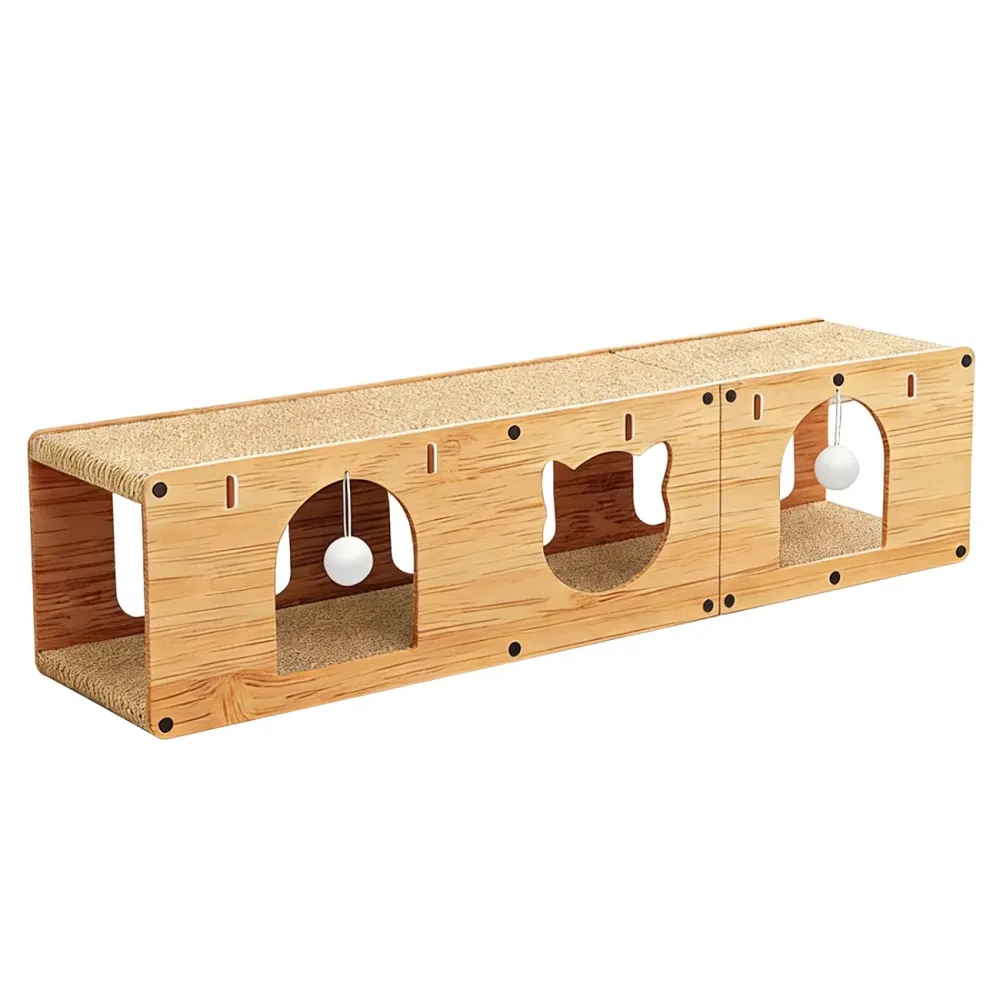 Wooden Cat Play Tunnel