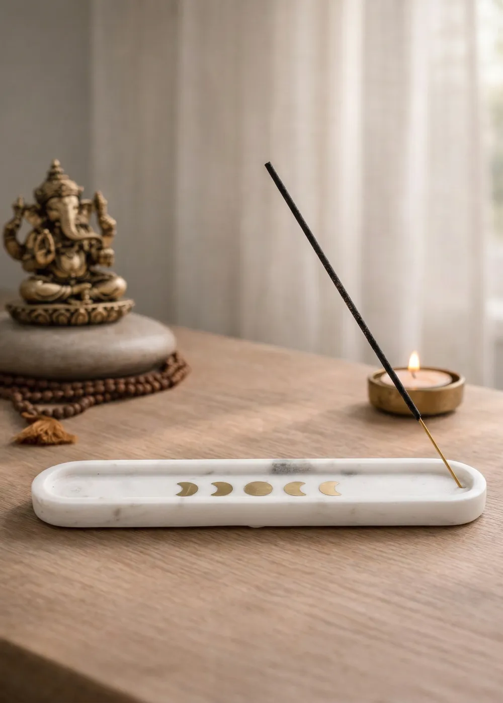 Celestial Marble Incense Holder White