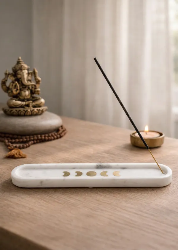 Celestial Marble Incense Holder White