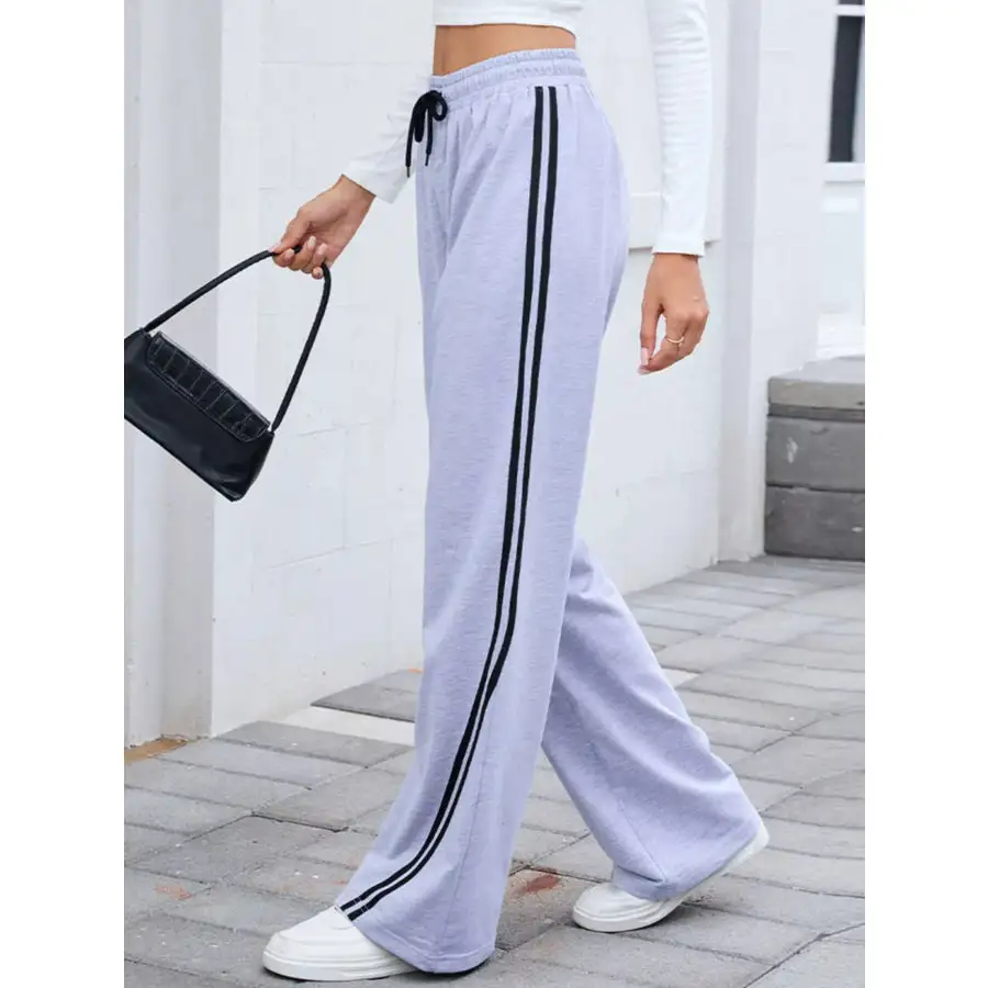 Side Striped Wide Leg Pants