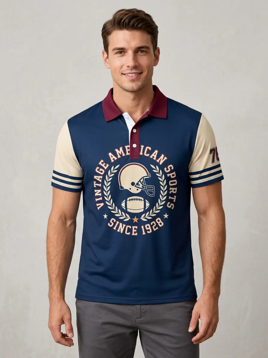 Men's Gridiron Vintage Helmet Polo Shirt
