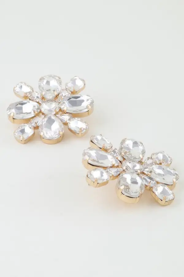 Floral Bejeweled Stud Earrings