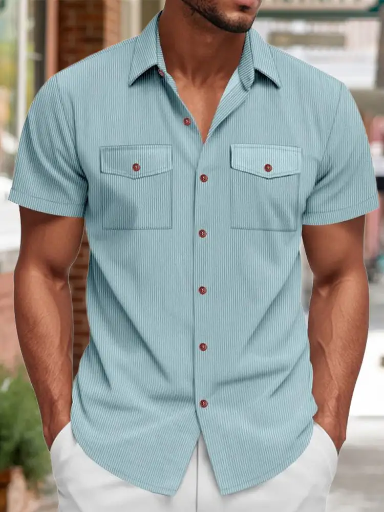 S Relaxed Ribbed Knit Short Sleeve Shirt