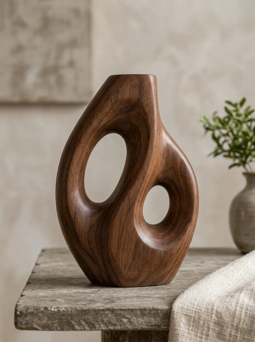 Home Decor Minimalist Abstract Carved Wood Sculpture Ornament