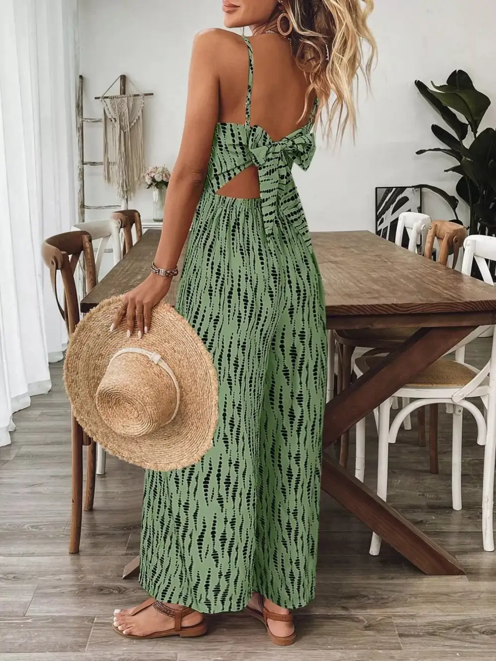 Spaghetti Strap Wide Leg Jumpsuit Accessory