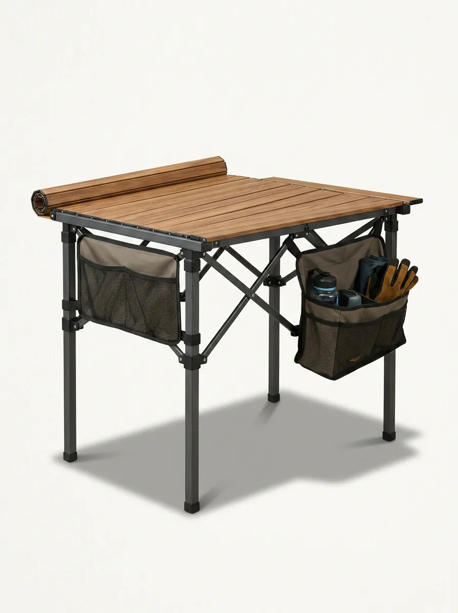 Roll-Up Wooden Camping Table