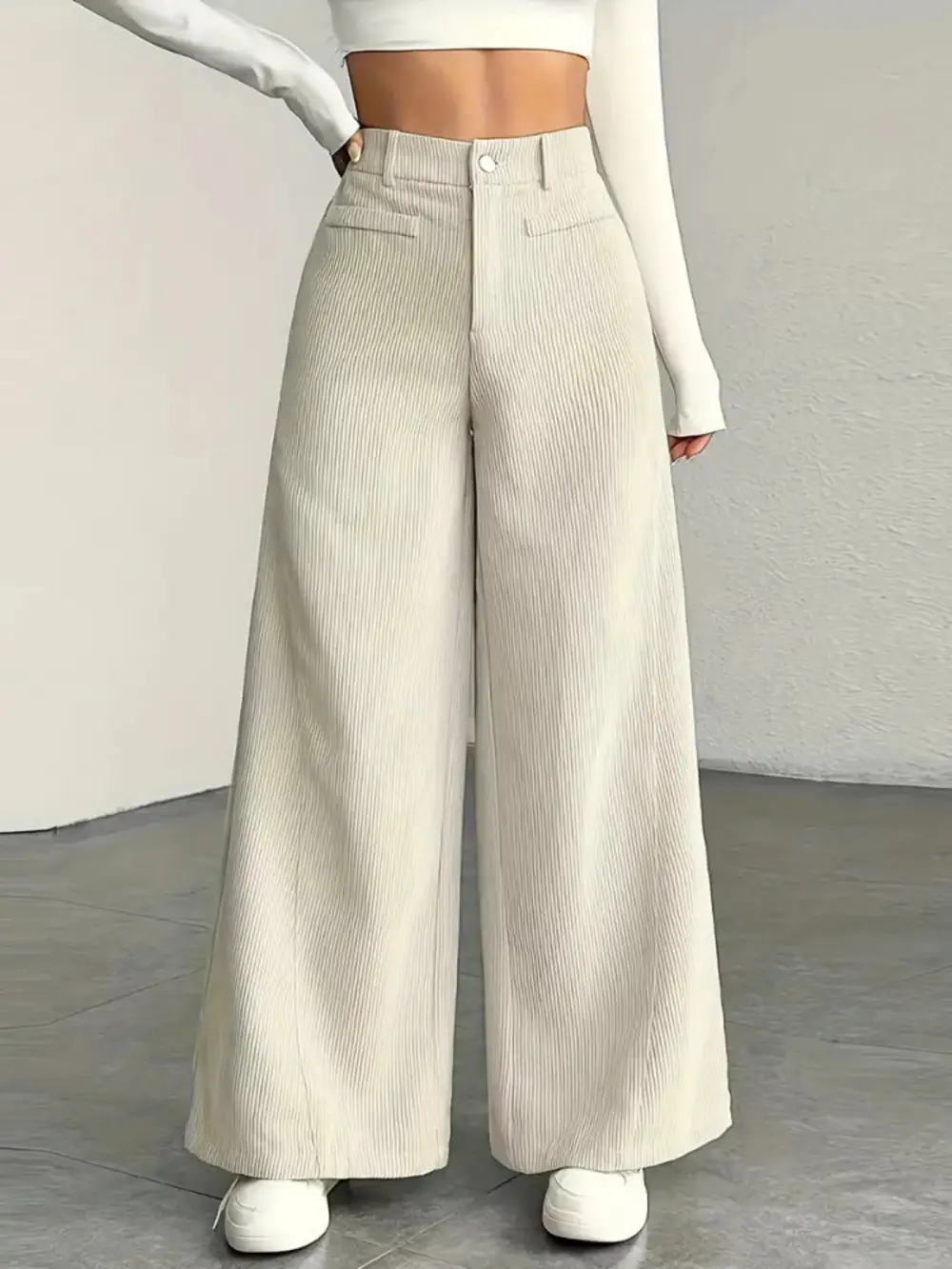 Wide Leg High Waist Corduroy Pants