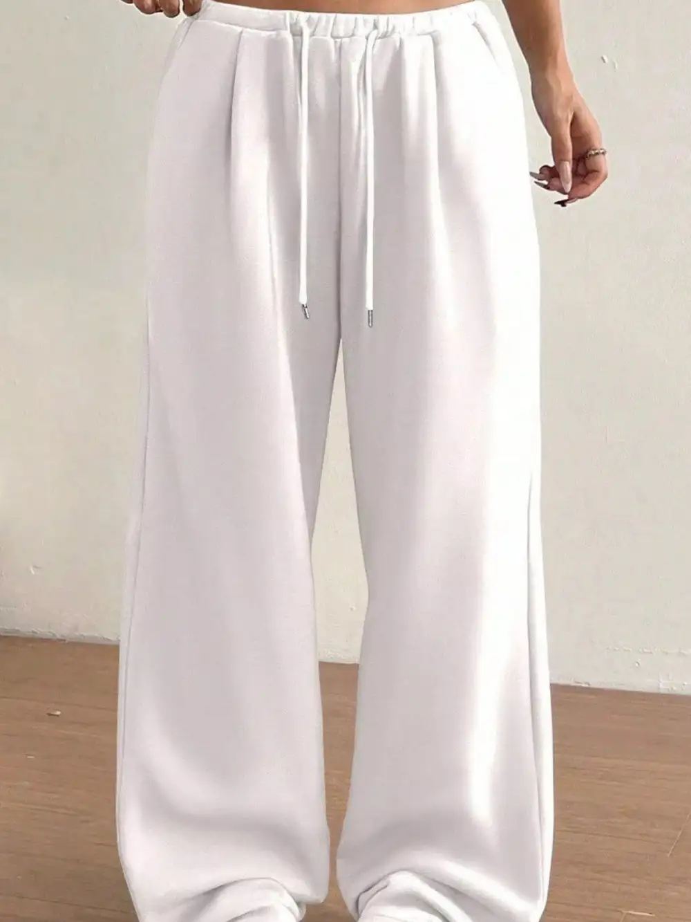 High Waist Drawstring Wide Leg Pocketed Casual Joggers