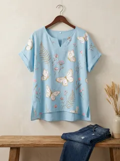 Butterfly Nature Women's Loose Printed T-Shirt