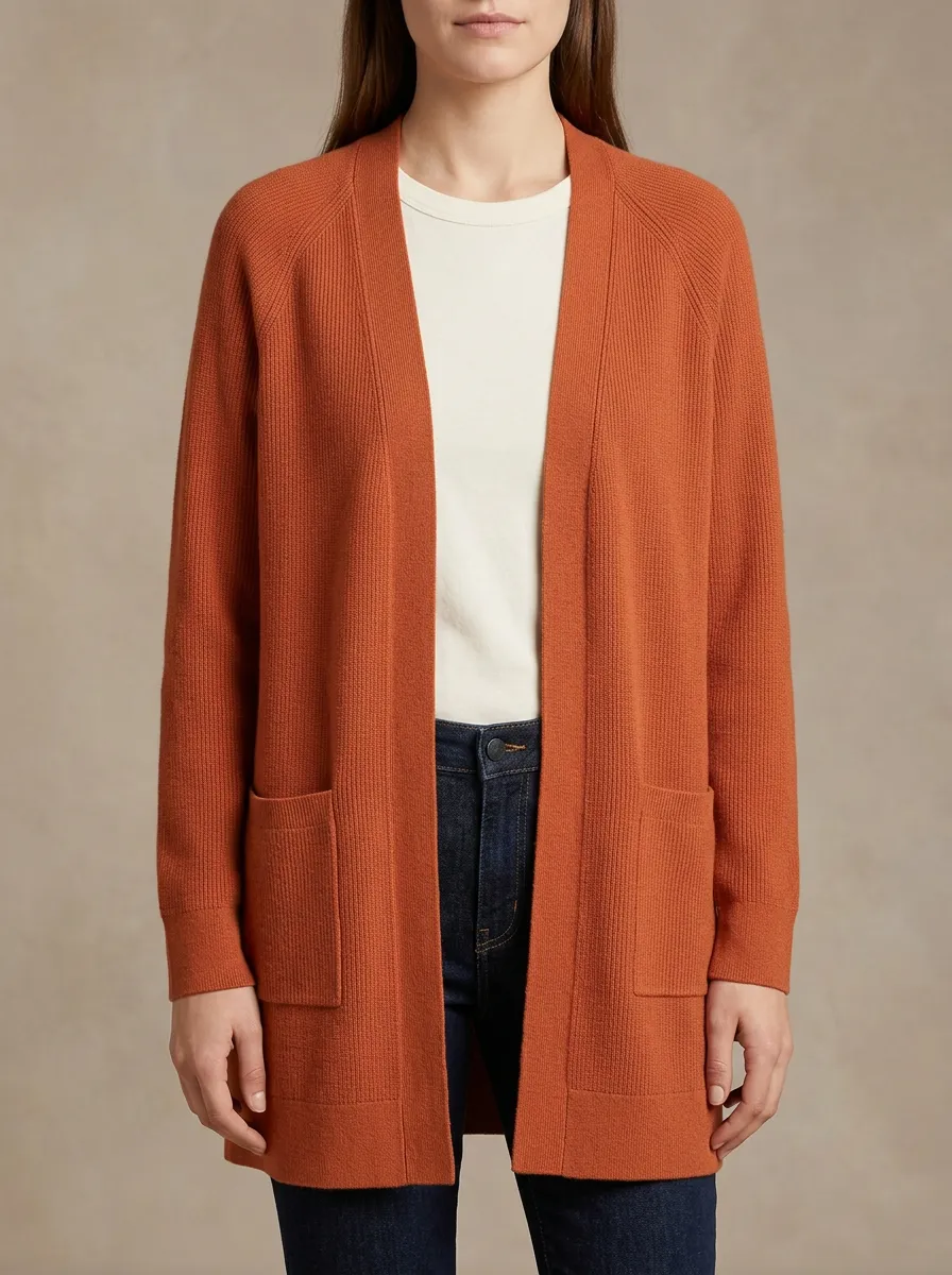 Minimal Ribbed-Knit Knit Cardigan