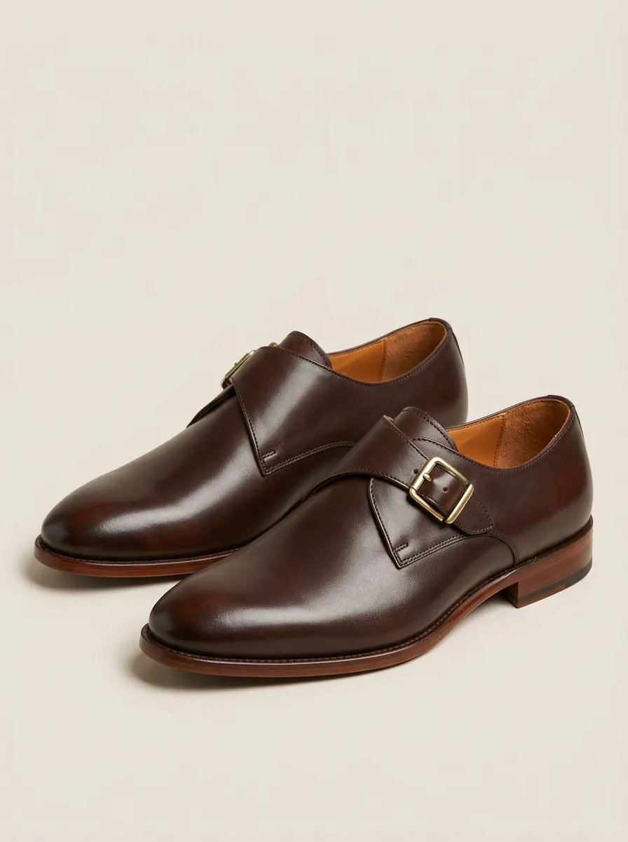 Men's Graphic Classic Business Leather Single Monk Strap Shoes