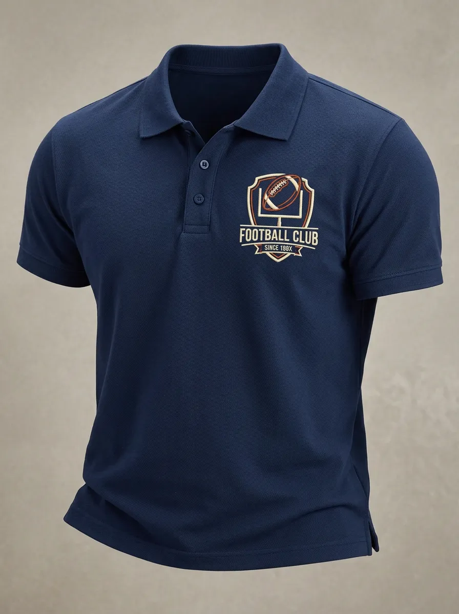 Men's Everyday American Football Club Shield Printed Polo Shirt
