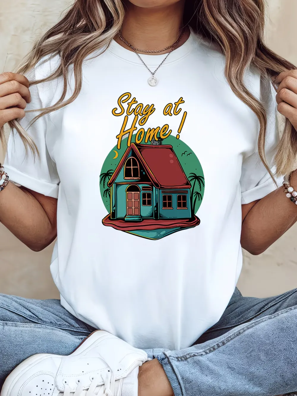 Vintage Style House Printed T-Shirt