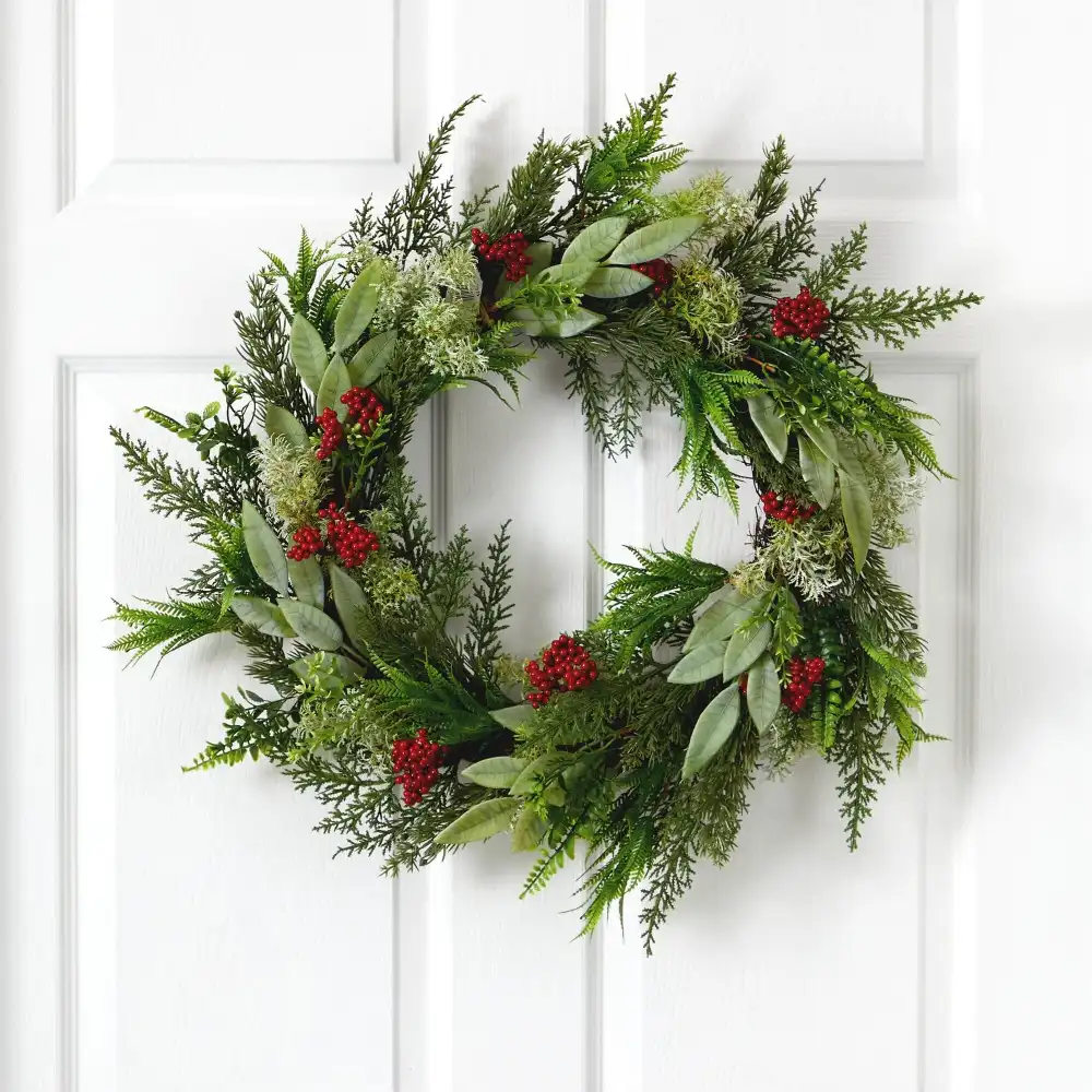 Cedar Eucalyptus and Berries Artificial Christmas Wreath