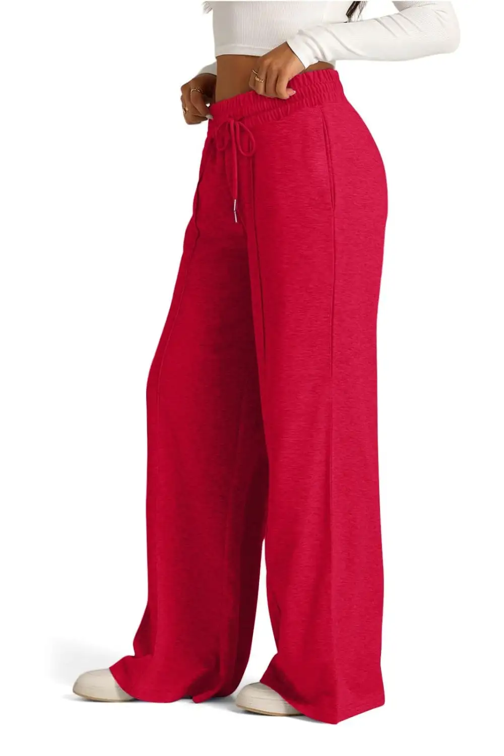 Relaxed Drawstring Elastic Waist Wide Leg Pants