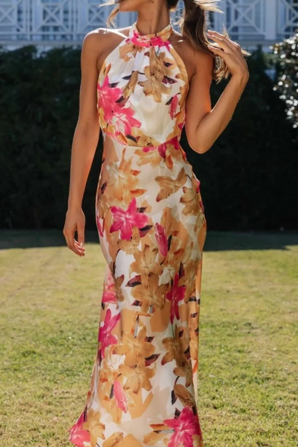 Classic Halter Floral Maxi Dress